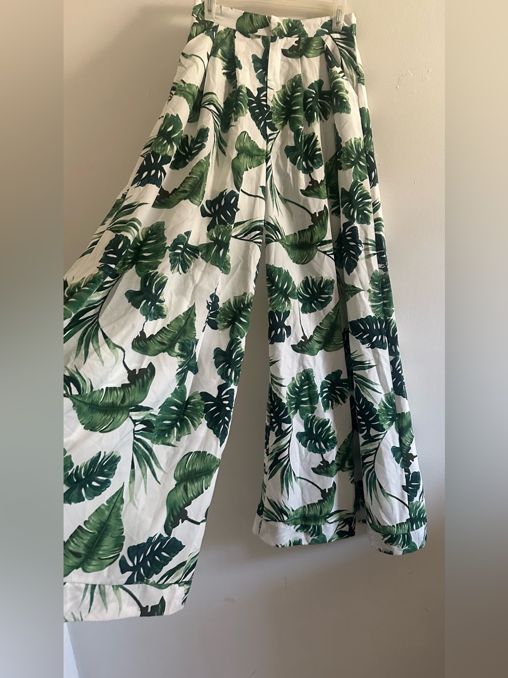 Tropical Green Leaf wide leg pant